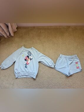 Disney Minnie Mouse girls blue matching shirts set